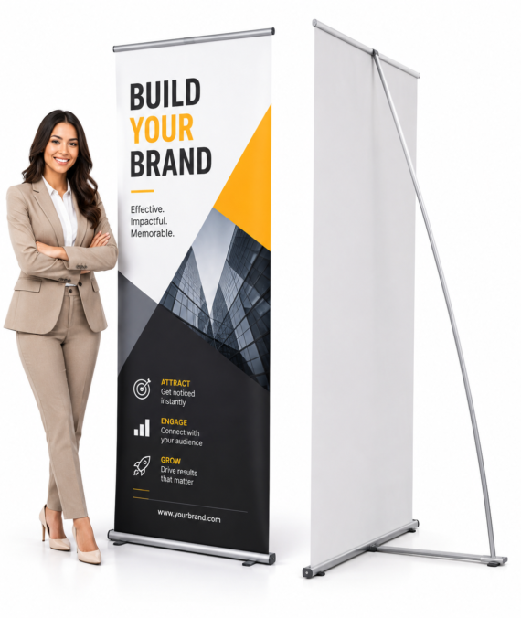 L Banner Stand Economy 31.5″x 79″
